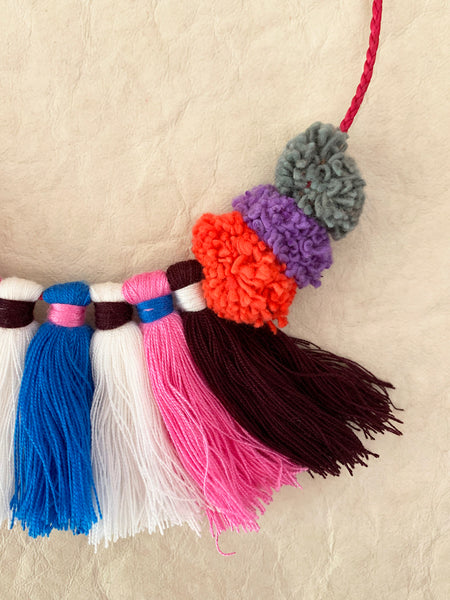 FLAMENCO Pompom Tassel Necklace (Multi)