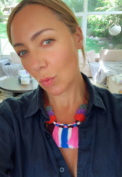 FLAMENCO Pompom Tassel Necklace (Multi)
