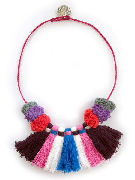 FLAMENCO Pompom Tassel Necklace (Multi)