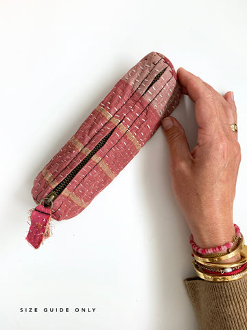 Indian Kantha Fabric Zip Pouch