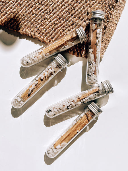 Crystal Infused Palo Santo Kit (Rainbow Moonstone)