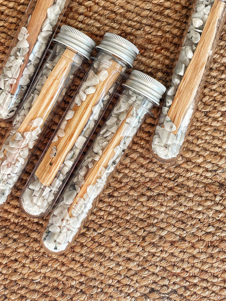 Crystal Infused Palo Santo Kit (Rainbow Moonstone)