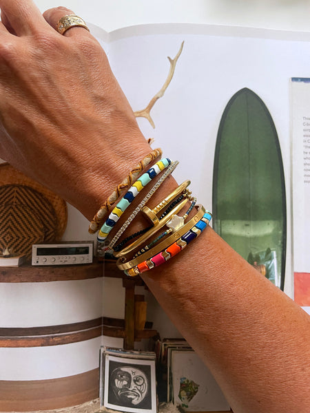 YUKI Herringbone Enamel Bracelet (Seafoam)