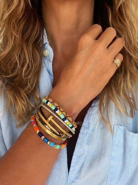 YUKI Herringbone Enamel Bracelet (Seafoam)