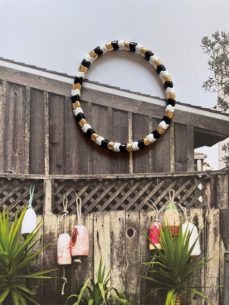 YUKI Herringbone Enamel Bracelet (Yin Yang Gold)