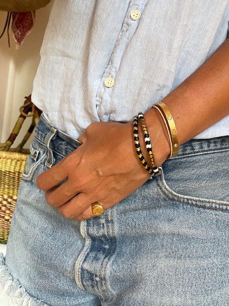 YUKI Herringbone Enamel Bracelet (Goldie)