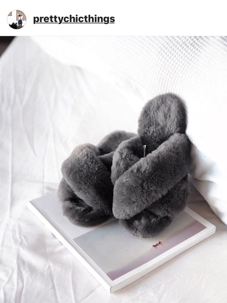 EMU Australia Shearling "Mayberry" Slides (Charcoal)