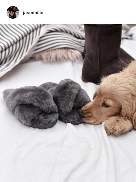 EMU Australia Shearling "Mayberry" Slides (Charcoal)