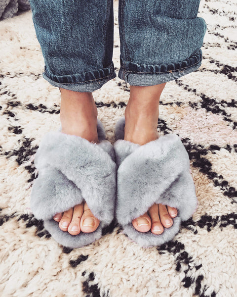 EMU Australia Shearling "Mayberry" Slides (Dove Grey)