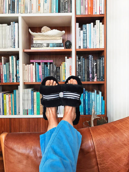 EMU Australia Shearling "Wrenlette" Slides (Black)