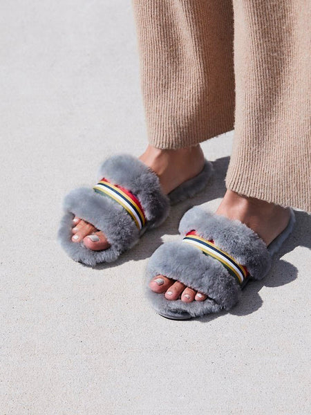 EMU Australia Shearling "Wrenlette" Slides (Charcoal)