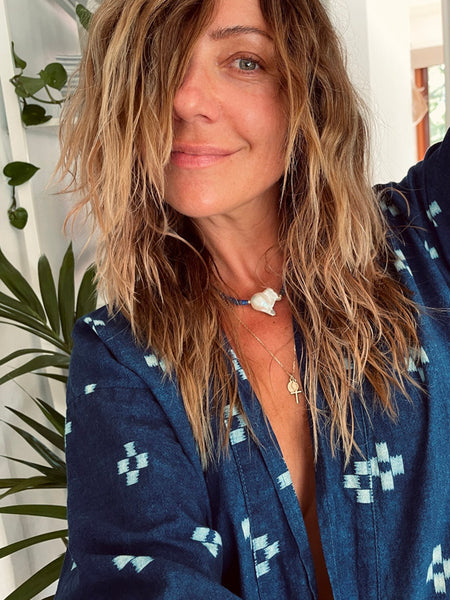 Baroque Pearl Heishi Necklace (Lapis Lazuli)