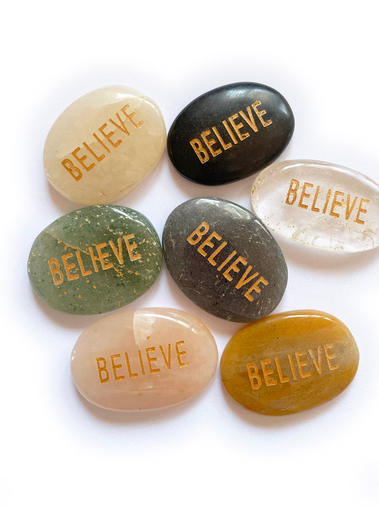 Palm Stone Word Crystal (BELIEVE)