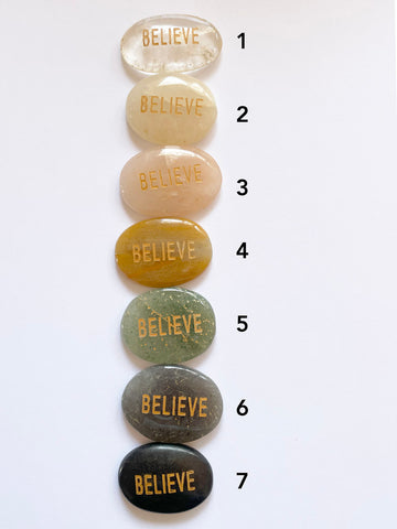 Palm Stone Word Crystal (BELIEVE)