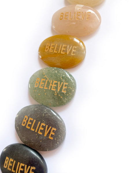 Palm Stone Word Crystal (BELIEVE)