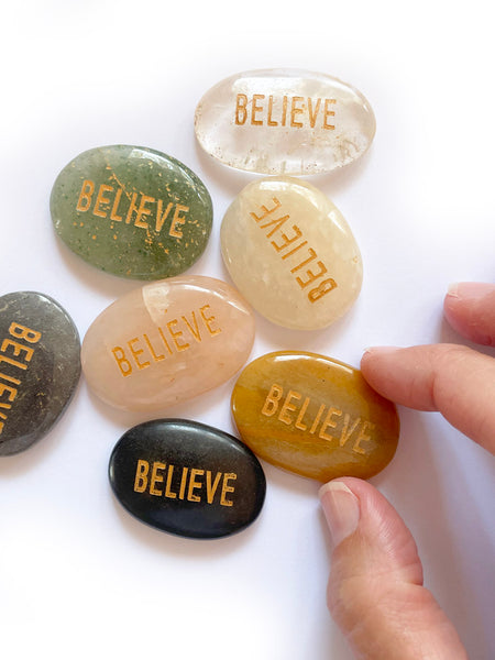 Palm Stone Word Crystal (BELIEVE)