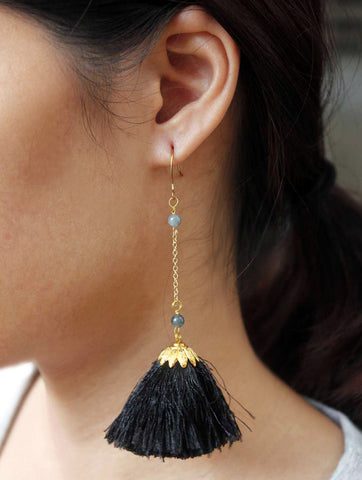 Babylon Tassel Earrings (Black)