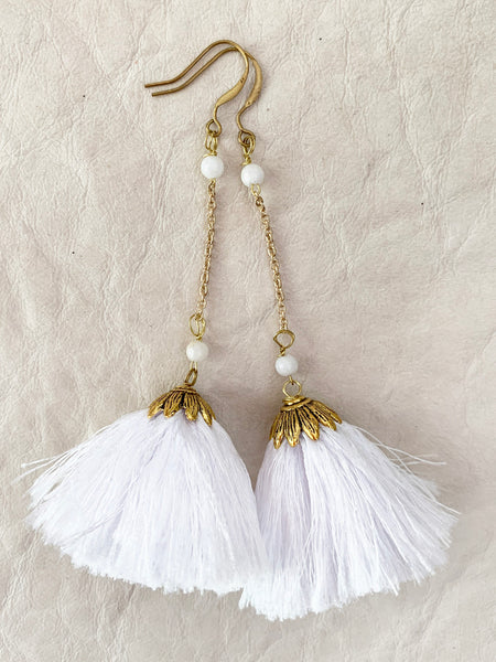Babylon Tassel Earrings (White)