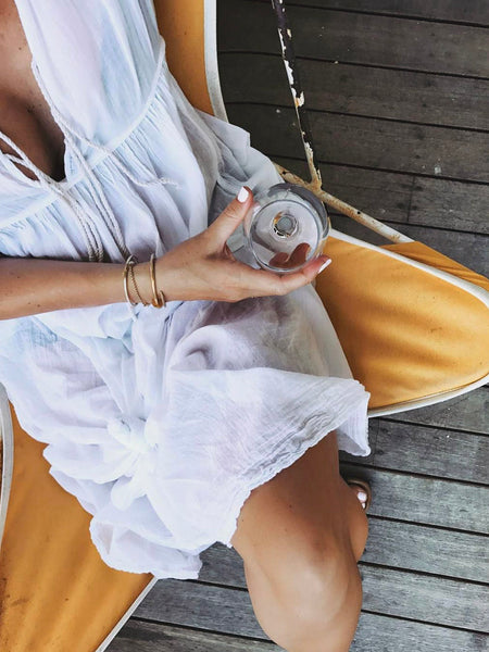 Chowchilla Vintage Indian GYPSET Dress • "White Cotton Voile"