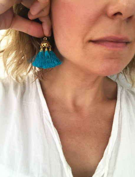 Jedi Tassel Earrings (Aqua)