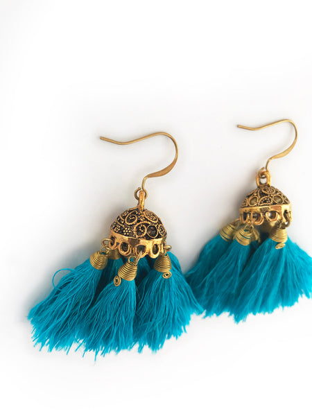 Jedi Tassel Earrings (Aqua)