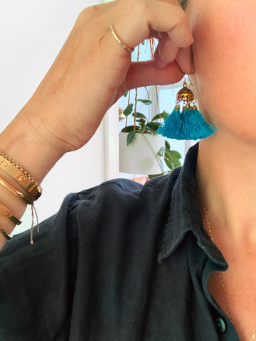 Jedi Tassel Earrings (Aqua)